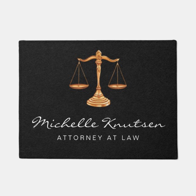 Professional Lawyer Attorney luxury Black Gold Doormat (Front)