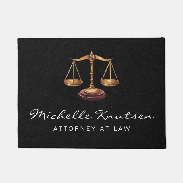 Professional Lawyer Attorney luxury Black Gold Doormat (Front)