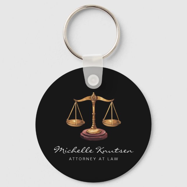 Professional Lawyer Attorney luxury Black Gold Key Ring (Front)