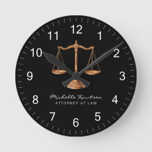 Professional Lawyer Attorney luxury Black Gold Round Clock