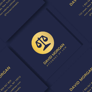  Professional Lawyer Justice Logo Navy And Gold  Square Business Card