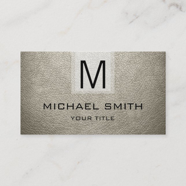 Professional Leather Textured Monogram #5 Business Card (Front)