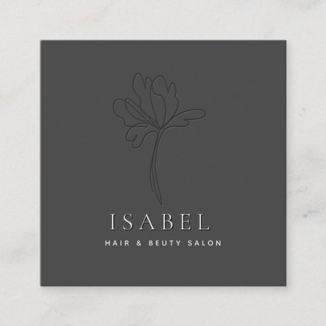  Professional letterpress abstract floral Qr code  Square Business Card (Front)