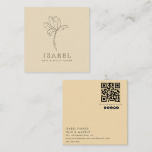  Professional letterpress abstract floral Qr code  Square Business Card