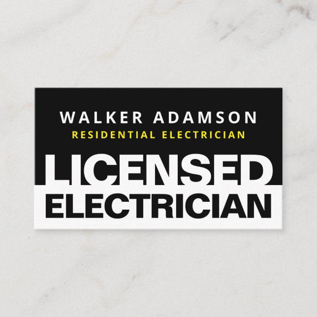 Professional Licensed Electrician Business Cards (Front)