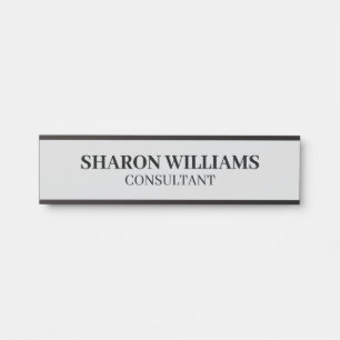 Professional Light Grey Name Title Employee Door Sign