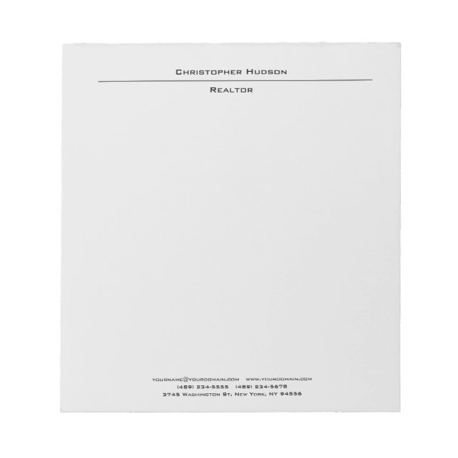 Professional Light Grey Simple Plain Notepad (Front)