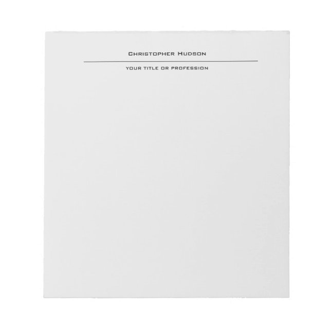 Professional Light Grey Simple Plain Notepad (Front)