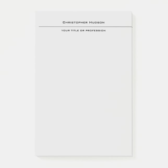 Professional Light Grey Simple Plain Post-it Notes (Front)