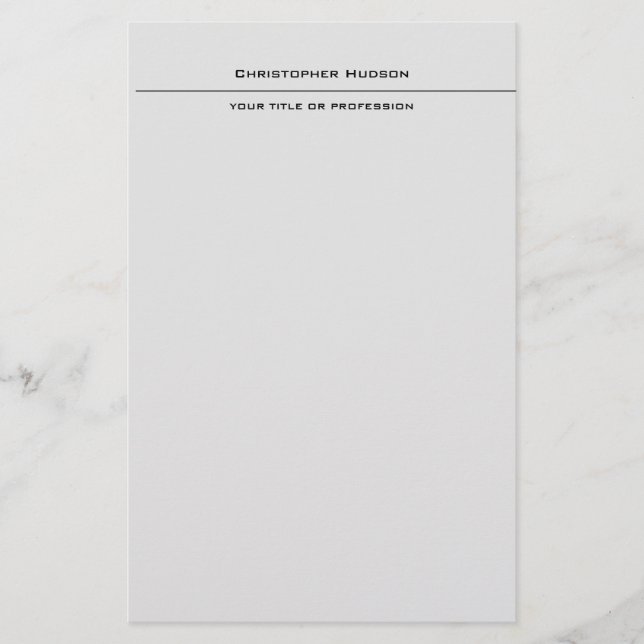 Professional Light Grey Simple Plain Stationery (Front)