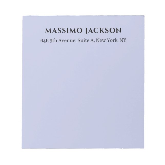 Professional lilac colour modern minimalist name notepad (Front)