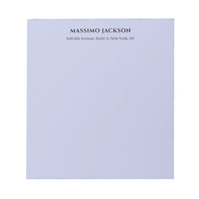 Professional lilac colour modern minimalist name notepad (Front)