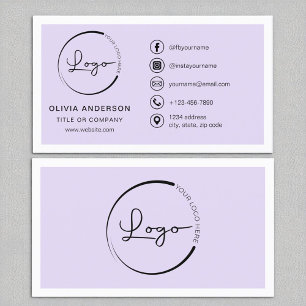 Professional Lilac Purple Logo Social Media Business Card