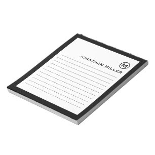 Professional Lined Black White Monogram Notepad