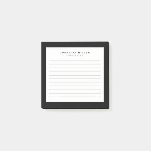 Professional Lined Black & White Name 3x3 Post-it Notes
