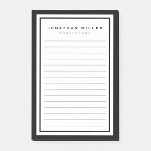 Professional Lined Black & White Name Post-it Notes