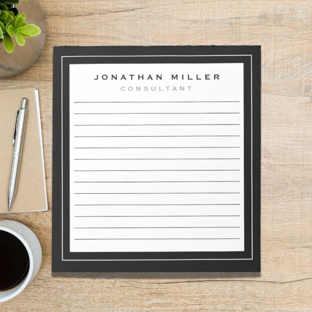 Professional Lined Black White | Name Title Notepad (Creator Uploaded)