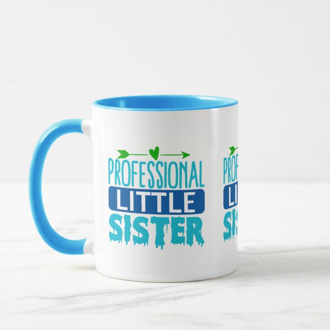 Professional Little Sister Blue Paint Drip Mug (Left)
