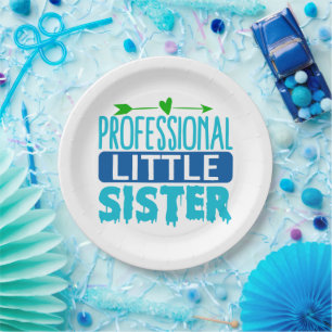 Professional Little Sister Blue Paint Drip Paper Plate
