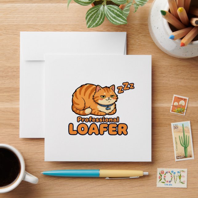 Professional Loafer Funny Sleeping Cat Envelope (Desk)