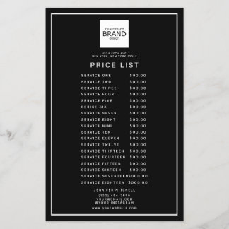 Professional Logo Black Beauty Price Service List  Flyer