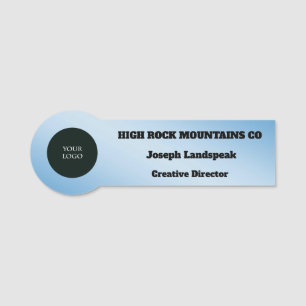 Professional Logo Employee Light Blue Metallic Name Tag