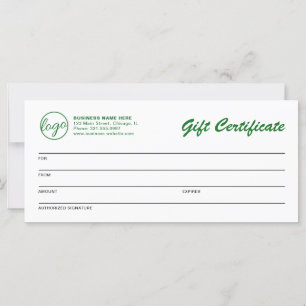 Professional Logo Green Business Gift Certificate