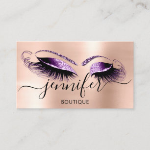 Professional Logo Makeup Boutique Rose Eggplant Business Card