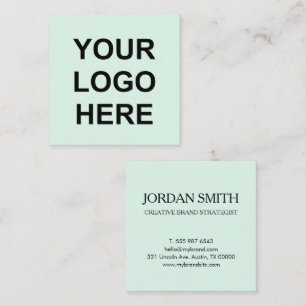 Professional Logo Minimal Modern Mint Green   Square Business Card
