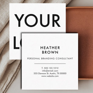 Professional Logo Minimal Modern White Square Business Card