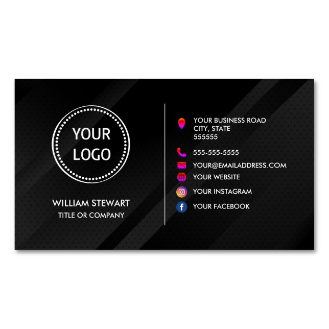 Professional Logo Minimalist Social media Website Magnetic Business Card (Front)