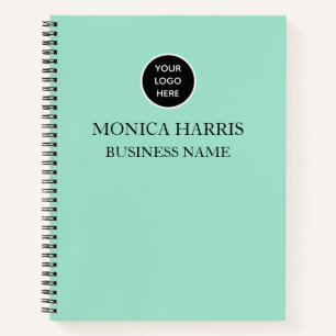 Professional Logo Mint Monogram Business Notebook