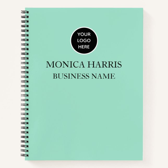 Professional Logo Mint Monogram Business Notebook (Front)