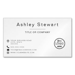 Professional Logo Modern Minimalist White Simple Magnetic Business Card