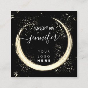 Professional Logo Nails Beauty Hair Black Gold Square Business Card