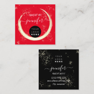 Professional Logo Nails Beauty Hair Black Red Square Business Card