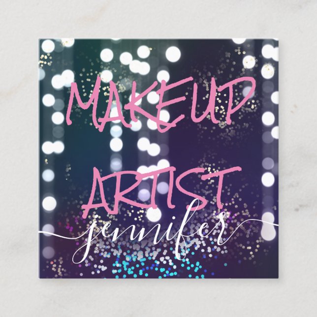 Professional Logo Nails Beauty Hair Film Maker Square Business Card (Front)