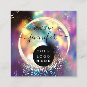 Professional Logo Nails Beauty Hair Glam Holograph Square Business Card
