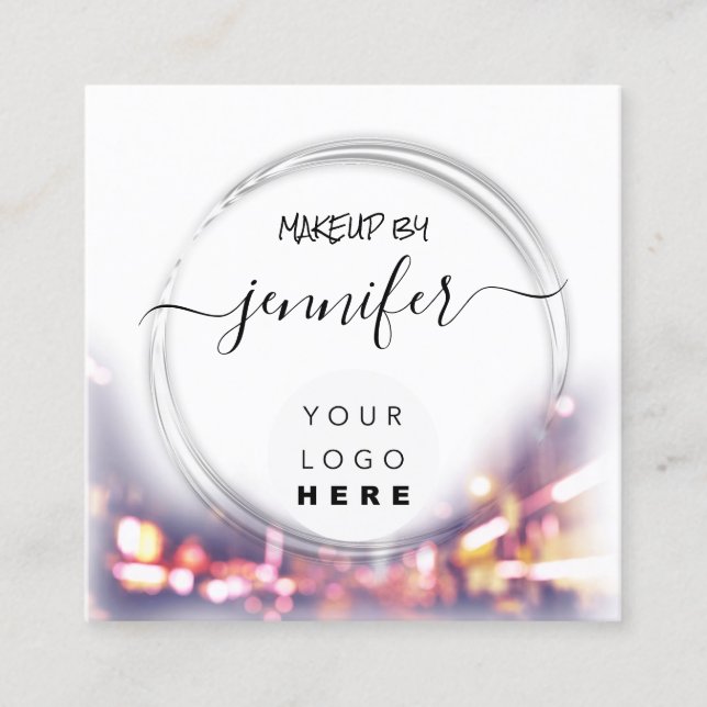 Professional Logo Nails Beauty Hair White Modern Square Business Card (Front)