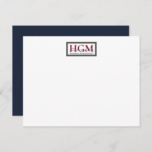 Professional Logo Navy Burgundy Gold Monogram Card (Front/Back)
