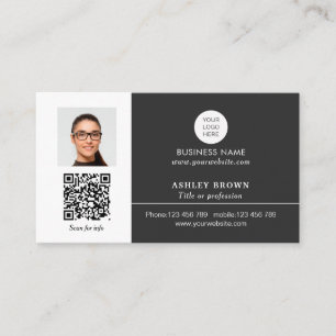 Professional logo networking modern QR code photo  Business Card