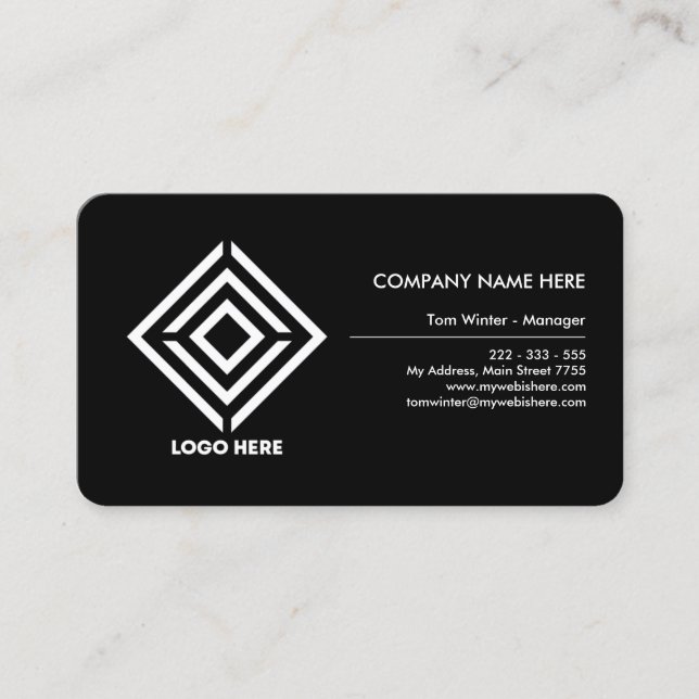 Professional Logo Personalised Corporate Black Business Card (Front)