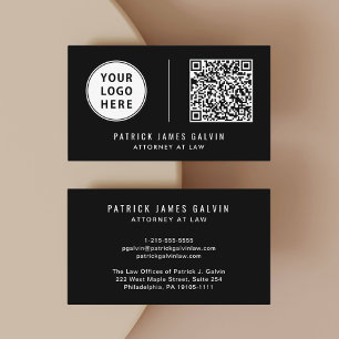 Professional Logo QR Code Black Business Card
