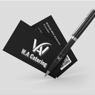 Professional Logo & QR Code Catering Service Business Card