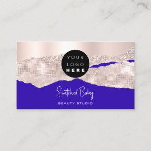 Professional Logo QR Code Hairdresser Makeup Blue Business Card