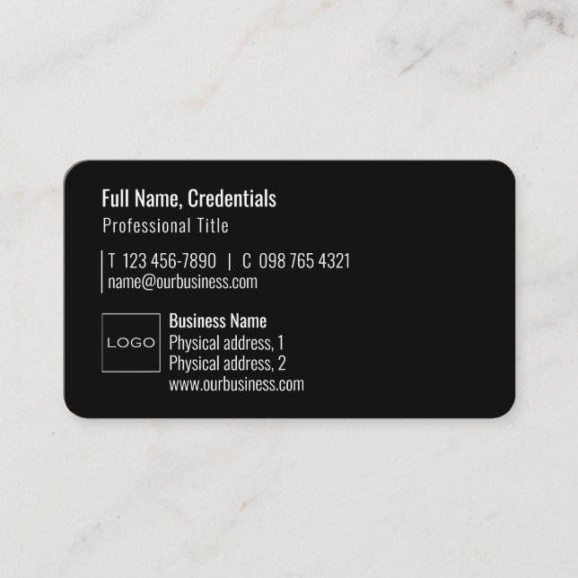 Professional Logo QR Code Modern Minimal Black     Business Card (Front)
