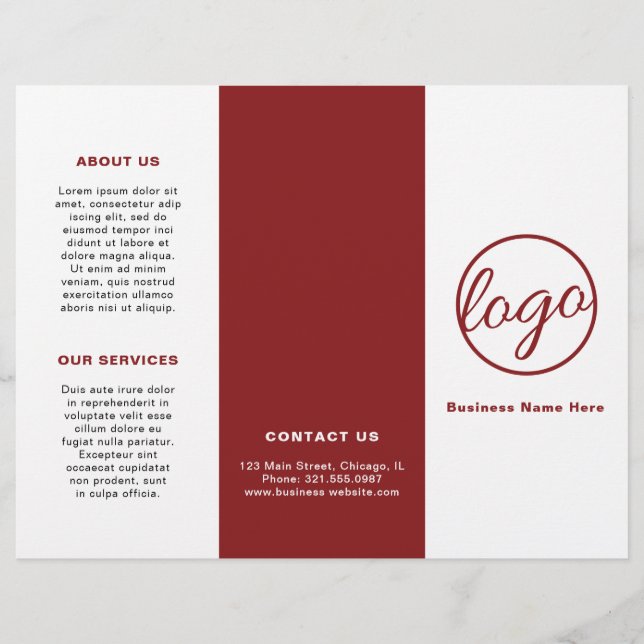 Professional Logo Simple Burgundy Trifold Brochure (Front)
