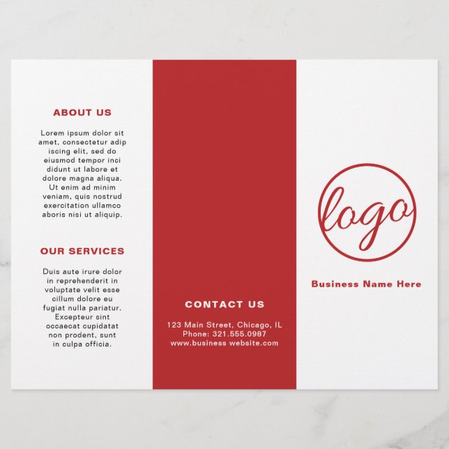 Professional Logo Simple Red Trifold Brochure (Front)