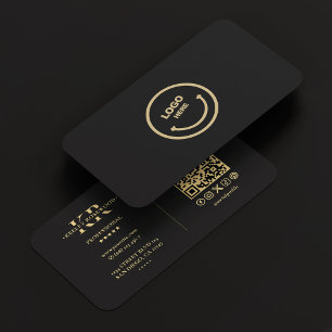 Professional Logo Social Media Elegant Black Business Card