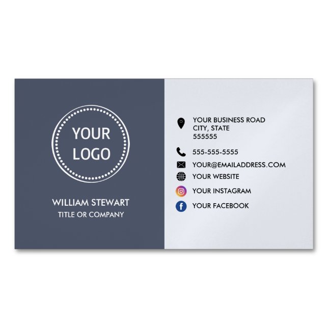 Professional Logo Trendy Social media Website Magnetic Business Card (Front)